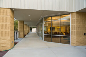 Commercial building entrance constructed by Curington Contracting in North Central Florida