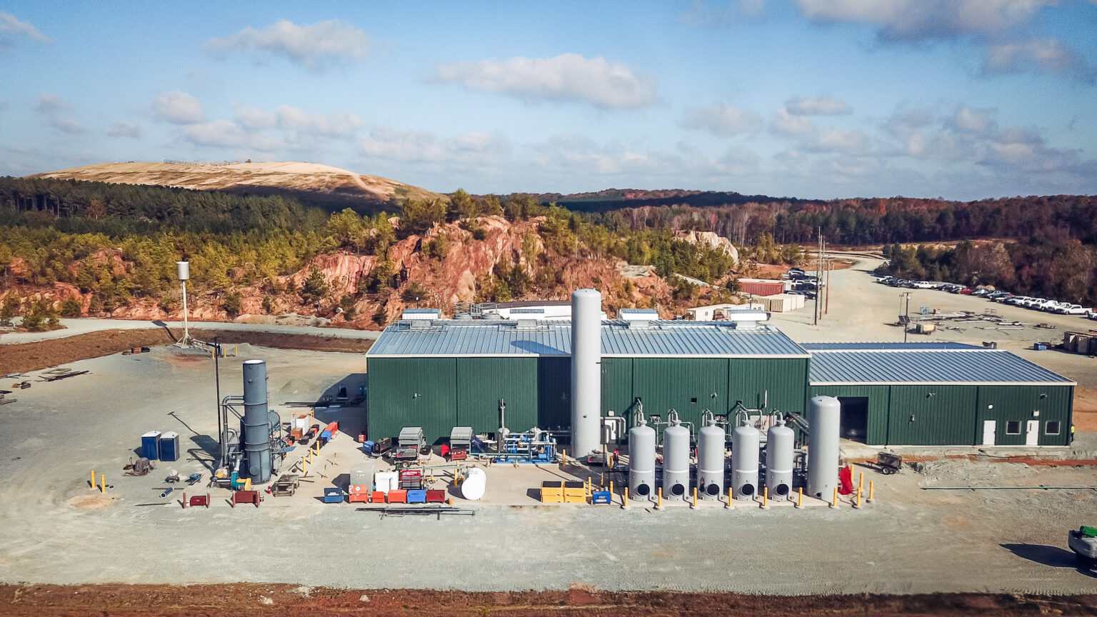 Large industrial construction facility with equipment and storage tanks in North Central Florida